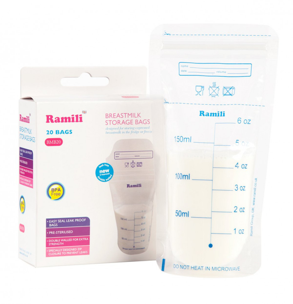 Пакеты для хранения грудного молока Ramili Breastmilk Bags BMB20 Пакеты для хранения грудного молока Ramili Breastmilk Bags BMB20
