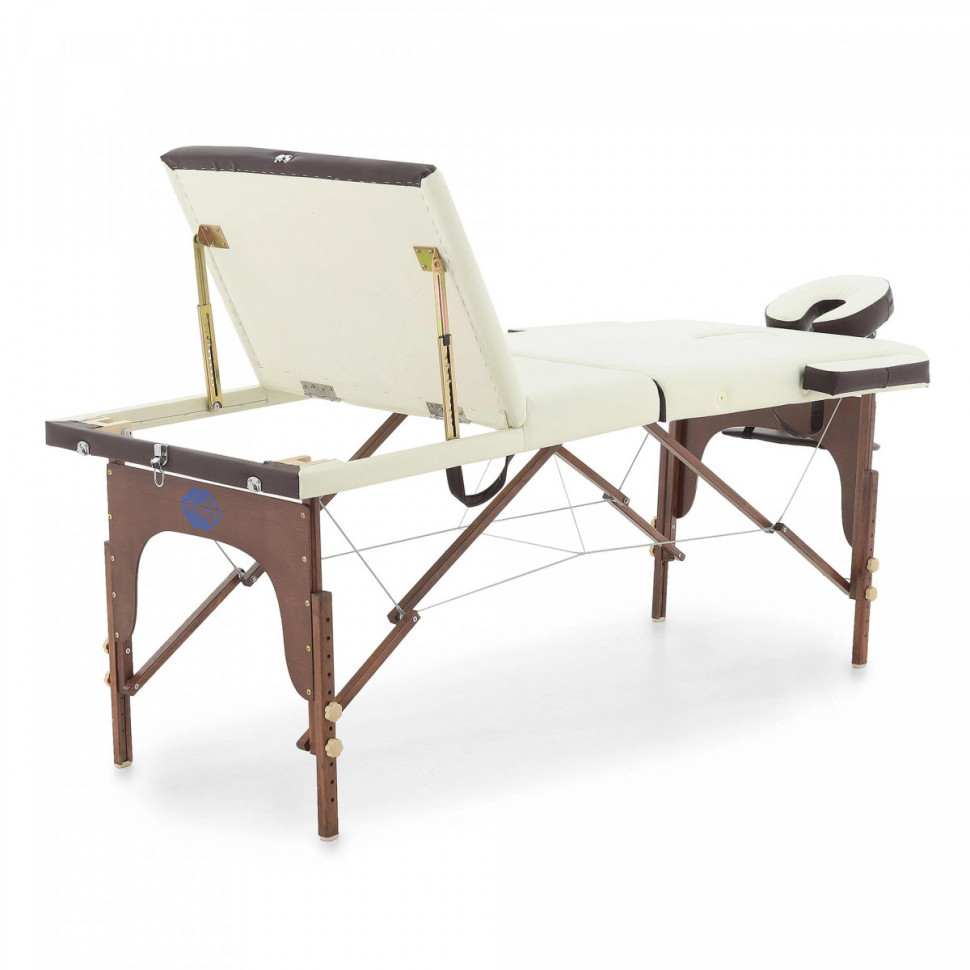 Массажный стол складной MED-MOS JF-AY01 3-х секционный, деревянная рама, кремовый-коричневый Массажный стол складной MED-MOS JF-AY01 3-х секционный, деревянная рама, кремовый-коричневый