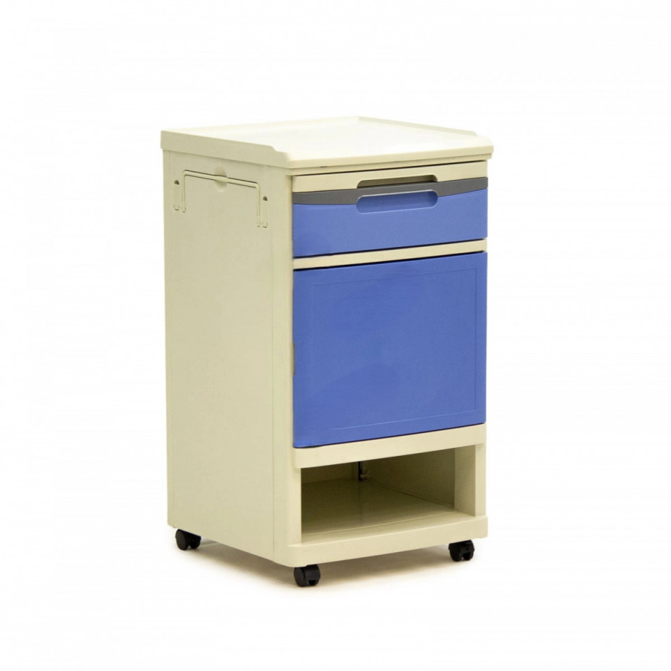 Тумба прикроватная МЕТ BLZ 026 пластиковая с выдвижным столиком, на колесах, цвет синий Тумба прикроватная МЕТ BLZ 026 пластиковая с выдвижным столиком, на колесах, цвет синий